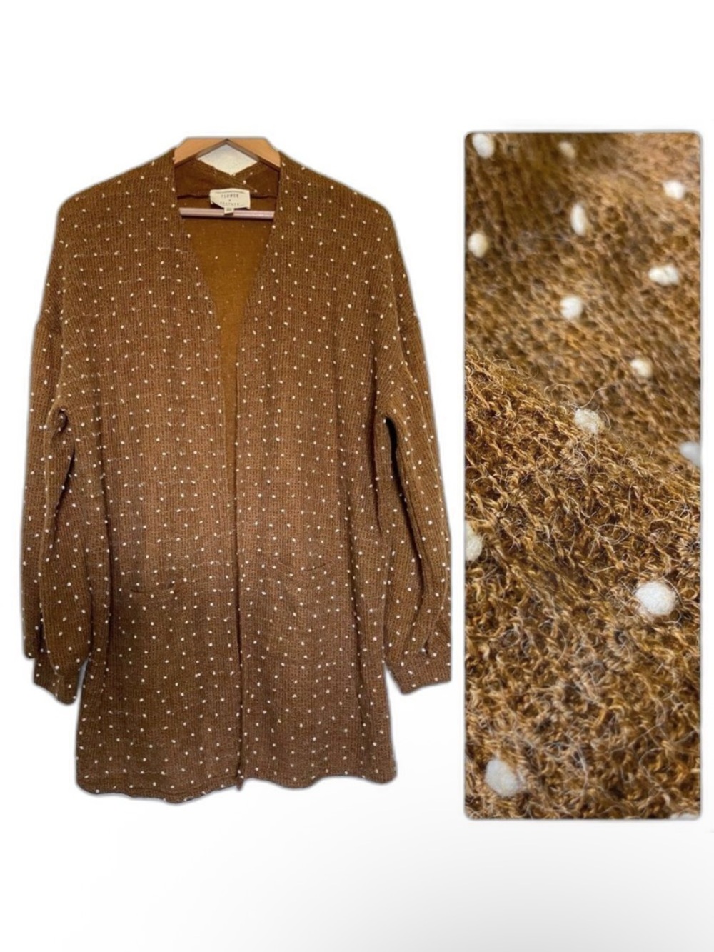 Flower & Feather Swiss Dot Open Cardigan